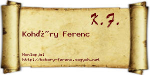 Koháry Ferenc névjegykártya