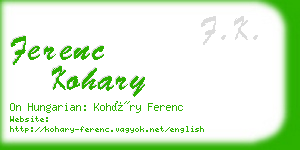 ferenc kohary business card